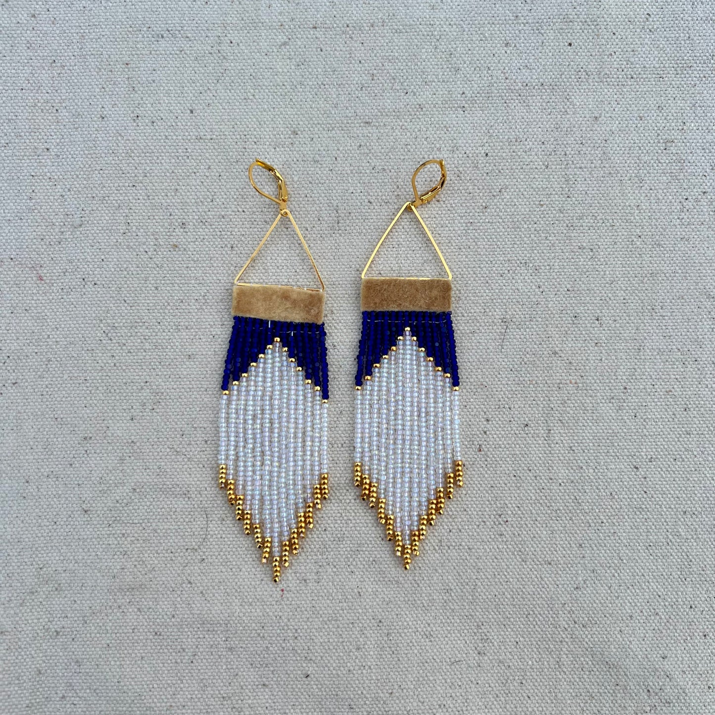 Navy Ivory Triangle Fringe
